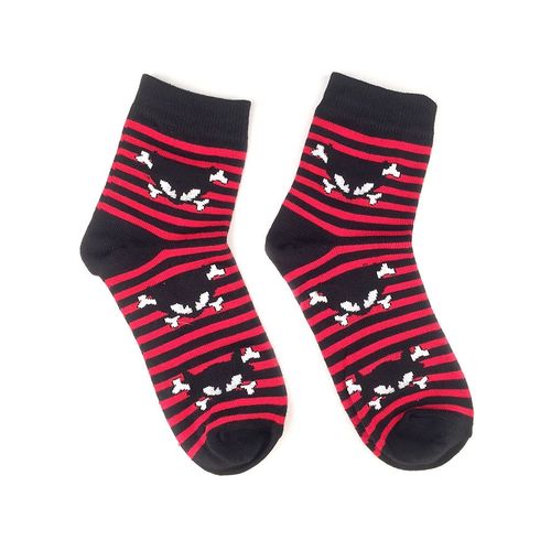 Socken gestreift mit Katzen - Rot