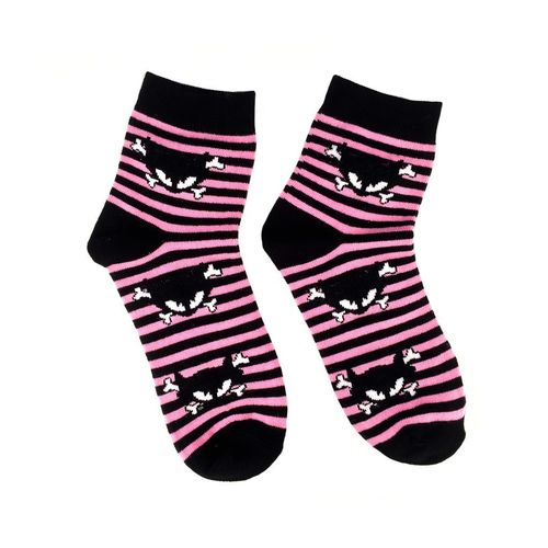 Socken gestreift mit Katzen - Pink